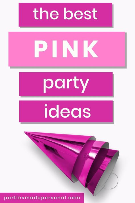 Easy pink party theme ideas. Pink party ideas for adults and kids and fun pink party theme names. See pink party decorations and pink themed party food and pink party favors and more. #pinkparty #pinkpartytheme #pinkbirthday Pink Party Ideas For Adults, Pink Birthday Parties, Pink Party Theme Ideas, Pink Party Drinks, Pink Party Ideas, Red Party Themes, Hot Pink Birthday Party, Pink Party Foods, Pink Birthday Theme