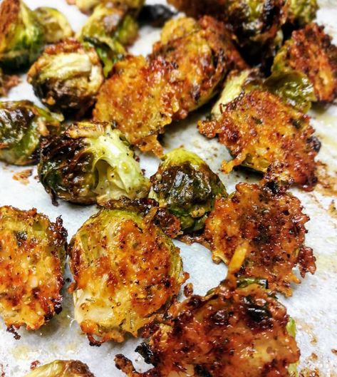 Easy Crispy Brussel Sprouts, Brussel Sprout Recipes Balsamic Parmesan, Brussel Sprout Crispy, Crispy Parmesan Smashed Brussel Sprouts, Crispy Cheesy Brussel Sprouts, Parmesan Crusted Brussels Sprouts Recipe, Garlic Parmesean Brussel Sprouts Roasted, Garlic Parm Roasted Brussel Sprouts, Brussels Sprouts Cheese