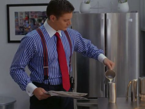 Dean  Smith- s4 e17...! Dean Smith, Suspenders Men, Supernatural Dean, Book Tv, Destiel, Kinds Of People, Dean Winchester, Jensen Ackles, Suspenders