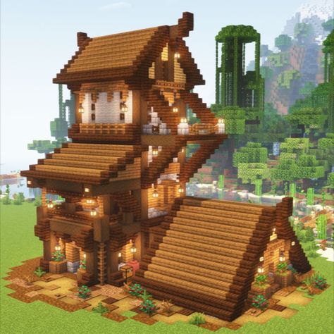 Minecraft Cottage Tutorial Minecraft Cottage House Blueprints, Minecraft Cottage Tutorial, Spruce House Minecraft, Minecraft Cottagecore House, Minecraft Cottage House, Home Minecraft, Minecraft Homes, Minecraft Small House, Cottage Minecraft