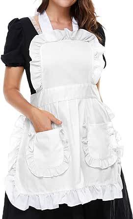 Cook Outfit, Wood Deco, Dessert Cafe, Cleaning Maid, Branded Aprons, Ruffle Apron, Apron Kitchen, White Apron, French Maid