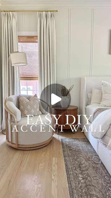 Kerry Johnston || Home DIY & Design on Instagram: "Double vertical line accent wall - no saw or overly complicated tools needed! 

I am here to tell you that YOU can do this too and that it is a very easy DIY project!

I love accent walls, whether it’s some sort of wood being added, wallpaper, or even a pop of paint, I feel like they can totally transform a room and bring in some character. 

And I knew I had to add some character to this room, but wanted to keep it classic yet somewhat unique, so I went for a double board and batten wall. (Well really just the batten as my wall was already smooth).

I used pine bead board to create this look - it was very easy to work with as it was lightweight and it flushed up perfectly to my existing baseboard and crown moulding!

I went with the verti Diy Bead Board Walls, Double Board And Batten Wall, Vertical Board And Batten Wall, Line Accent Wall, Double Board And Batten, Bead Board Walls, Wall Panel Molding, Lattice Wall, Batten Wall