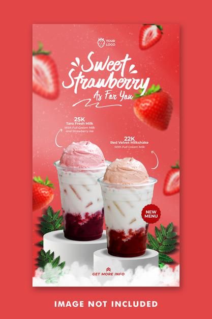 Drinks Poster Ideas, Strawberry Poster Design, New Drink Poster, Drink Design Ideas, Menu Drink Design, Drinks Poster Design, Drink Poster Design Ideas, Drink Social Media Post, Drink Poster Design