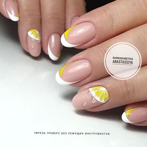 Fruit Nail Designs, Yellow Nails Design, Unghie Nail Art, White Nail, Popular Nails, Nail Designs Glitter, Yellow Nails, Manicure Y Pedicure, Fall Nail Designs