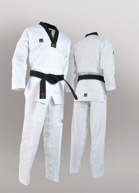 Dobok sizing chart - A dobok (‎도복) is a taekwondo training uniform. It consists of a top and pants, worn with a ddi (띠). The term dobok literally means "clothing of the way" (bok= clothing; do= the way, just as in the word taekwondo). All styles of taekwondo wear similar long pants. Higher-ranking black belts may... Mooto Taekwondo, Korean Taekwondo, Taekwondo Techniques, Tkd Taekwondo, Martial Arts Uniform, Taekwondo Uniform, Martial Arts Clothing, Taekwondo Training, Korean Flag