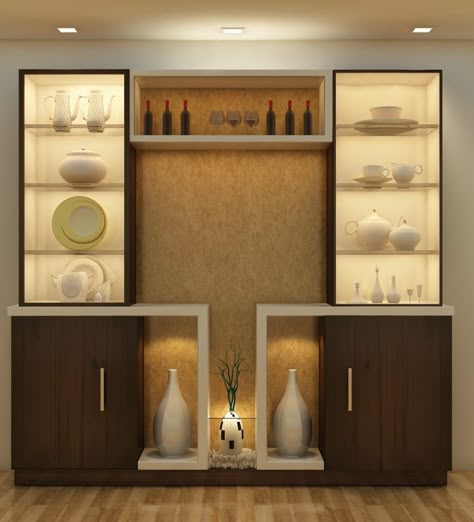 Crockery Unit Design Modern Dining, Crockery Cabinet Design Modern, Kitchen Crockery Unit Design, Dining Unit, Crockery Unit Design Dining Rooms, Kitchen Crockery, Crockery Cabinet Design, Crockery Cabinet, Crockery Unit Design