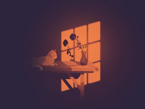 Light Through Window Illustration, Light From Window Illustration, Simple Lighting Reference, Window Light Illustration, Sunset Through Window Painting, Window Vector Illustration, Light And Shadow Illustration, Night Window Illustration, Window Illustration Art