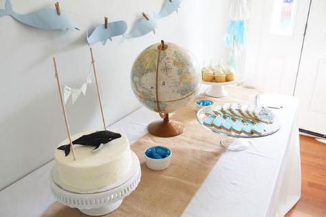 Whale Birthday Parties, Simple White Cake, Whale Cookies, Whale Party, Snail And The Whale, Whale Birthday, Whale Theme, Parties Ideas, 1st Birthday Themes