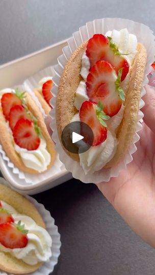 33K views · 383 reactions | Strawberry Omelet cake: it is a fluffy light sponge cake in a shape of a taco.
.
.
I made these last year and wanted to share again as they are super fun to make and especially strawberry season is in full swing 🍓🍓🍓
.
.
This is a fun and delicious teatime treat 😋 Making little cake tacos and you can fill them with anything you want. Imagine the possibilities!!! Could this be the new cupcake???
.
.
Comment ‘TACO CAKE ‘ and I will dm you the recipe…This recipe is on my blog, link in bio ❤️ 
.
.
.
#homemade #recipe #cake #baking #aesthetic #strawberry #strawberrycake #tutorial #foodporn #love #food #foodpics #foodies #pastry #reels #cakereels #desserts #cakevideo #instacake #foodporn #cakegoals #tasty #inspiration #foodgasm | OH CAKES | Armando Trovajoli · L'am Cake Baking Aesthetic, Cake Tacos, Taco Cake, Peanut Butter Rice Krispie Treats, Aesthetic Strawberry, Baking Aesthetic, Fluffy Light, Strawberry Season, Recipe Cake