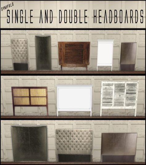 Simsworkshop: Single & Double Headboards by Sympxls • Sims 4 Downloads Ts3 To Ts4, Sims 4 Beds, Double Headboard, Bed Single, Sims 4 Bedroom, Sims 4 Clutter, Bed Double, White Headboard, Bedroom Deco