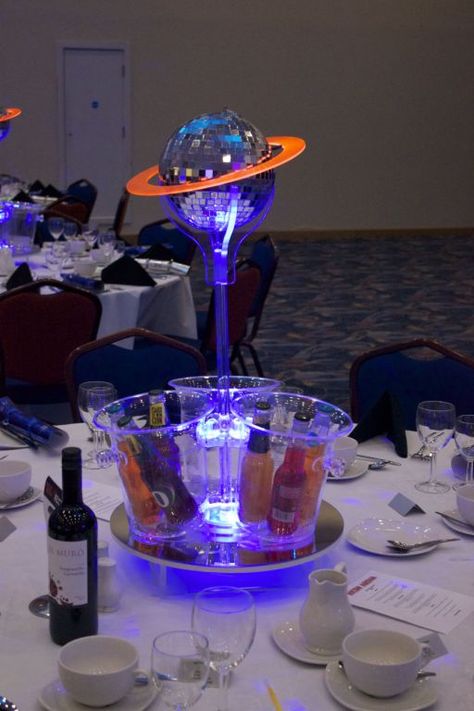 centerpieces Star Wars Quinceanera, Planet Centerpieces, Galaxy Centerpiece Ideas, Planet Wedding, Space Vbs, Space Decorations, Bar Mitzvah Themes, Boys Dance, Daily Planet