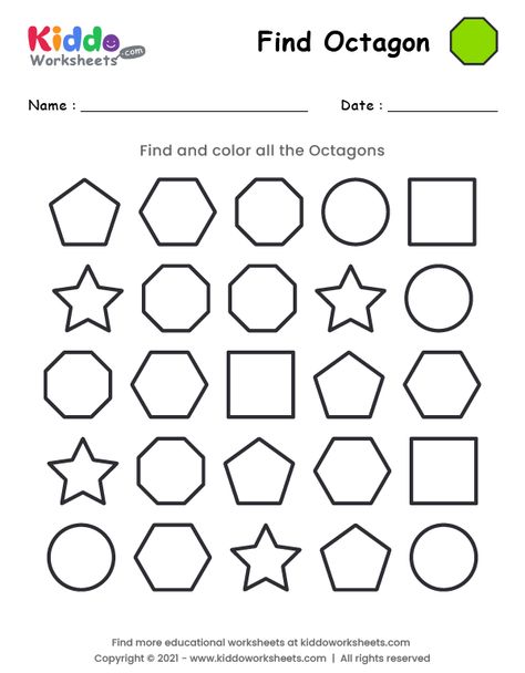 Octagon Activities For Preschool, Octagon Art Preschool, Octagon Preschool Activities, Octagon Preschool Craft, Octagon Shape Activities For Preschool, Pentagon Shape Preschool, Pentagon Worksheet Preschool, Octagon Shape Preschool, Octagon Worksheet For Preschool