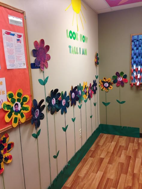 Flower Hallway School, Garden Theme For Kindergarten Classroom, I Am Growing Preschool Theme, Watch Me Grow Preschool Activities, Garden Theme Kindergarten Classroom, Garden Themed Preschool Classroom, Preschool Themed Classroom, Garden Theme Preschool Crafts, Texas Rising Star Daycare