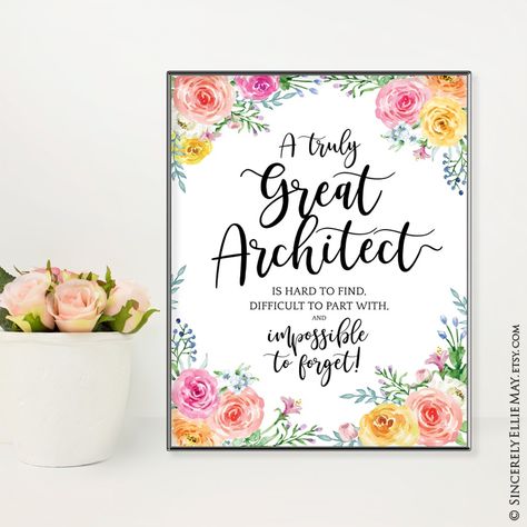 Printable perfect as retirement, thank you or goodbye gifts for the creative Architect.  #architects #architectgifts #architecture #giftsforoffice #officedecor #appreciates #printabledecor #womengifts Nursing Instructor, Vice Principal, Principal Gifts, Goodbye Gifts, Gifts For Pastors, Speech Therapist, Working Woman, Printable Gift, Office Wall Art