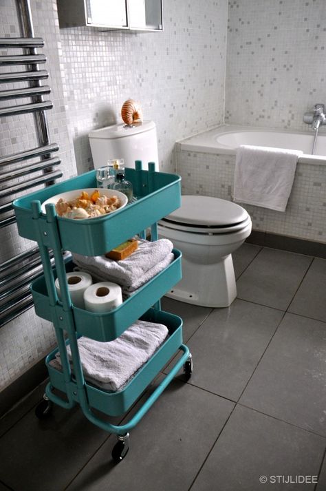 31 Creative Ikea Raskog Trolley Uses For Your Home - Simplify Create Inspire Ikea Raskog Trolley, Bathroom Turquoise, Ikea Trolley, Raskog Ikea, Ikea Raskog Cart, Raskog Cart, Ikea Cart, Ikea Raskog, Ikea Crafts