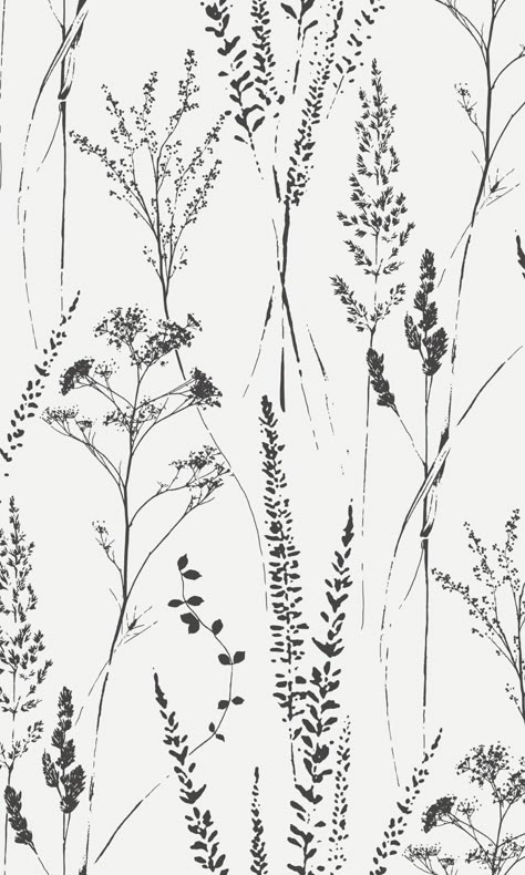 White Meadow Grasses Tropical Wallpaper R9330 Floral Design Black And White, Black And White Backgrounds Aesthetic, Simple White And Black Wallpaper, Black And White Botanical Wallpaper, Green And White Floral Wallpaper, Simple Mushroom Wallpaper, Black & White Wallpaper, Grassy Wallpaper, Green Theme Wallpaper Iphone