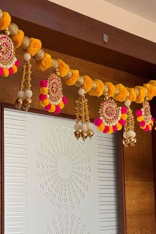 Toran Designs Doors Handmade Flowers, Bandarwal Designs Handmade, Toran Designs Doors Handmade, Diy Kite Decorations, Diy Toran, Macrame Toran Designs, Diwali Toran, Aipan Art, Toran Designs