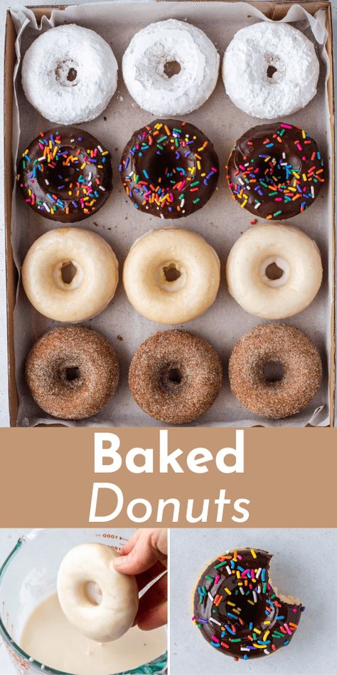 Without a doubt, this baked donut recipe is our absolute favorite! Easily whip up these homemade donuts with a variety of glaze choices. This recipe has been tested and proven, and it even includes an outstanding gluten-free donut option. Homemade Baked Donuts, Baked Donut Recipe, Cake Donuts Recipe, Doughnut Recipe Easy, Easy Donut Recipe, Baked Donut, Easy Donuts, Homemade Doughnuts, Homemade Donuts Recipe