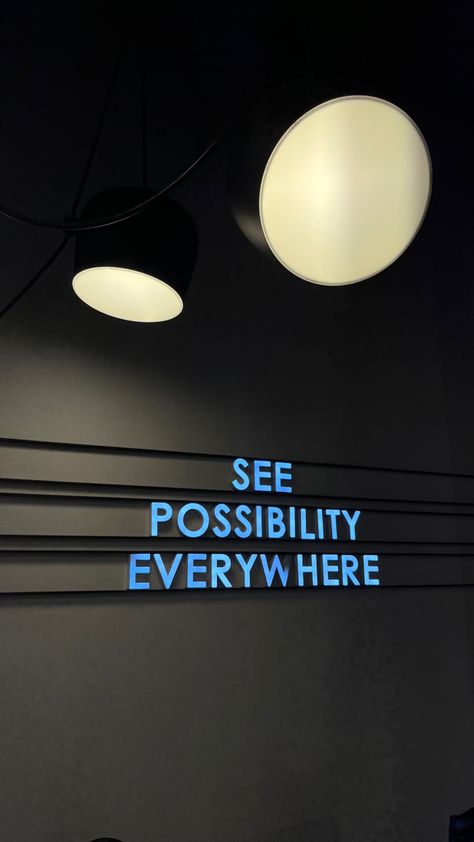 Aesthetic wallpaper see possibility everywhere led lights blue low contrast Business Qoute Wallpaper, Opportunity Wallpaper, Opportunity Aesthetic, Motivitation Wallpaper, Displine Quotes Wallpaper, Blue Aesthetic Positive Quotes, Dance Quotes Inspirational, Business Branding Inspiration, Whatsapp Wallpaper