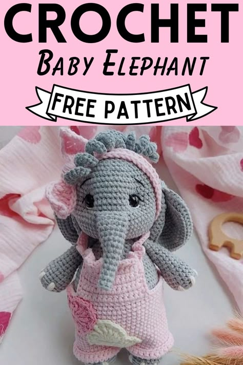 Crochet Elephants, Elephant Free Crochet Pattern, Elephant Crochet Free Pattern, Elephant Baby, Crochet Pattern For Elephant, Crochet Baby Elephant, Elephant Crochet Pattern, Elephant Crochet Pattern Free, Crochet Elephant Lovey Free Pattern Easy