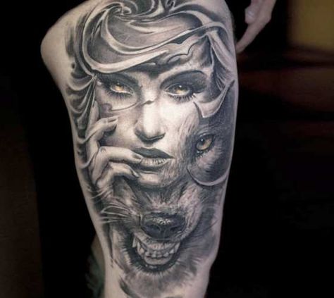 Perfect Black and grey Wild Face tattoo motive by Victor Portugal Lotus Tattoo Wrist, Dragon Thigh Tattoo, Tiki Tattoo, Face Tattoos For Women, Tattoo Wolf, Tribute Tattoos, Muster Tattoos, Egyptian Tattoo, Full Sleeve Tattoos