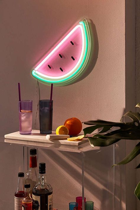 Urban Outfitters Watermelon Neon Sign  » bohemian life » boho home design + decor » nontraditional living » elements of bohemia » Neon Room Decor, Neon Lamp, Neon Room, Neon Decor, Teen Girl Bedroom, Light Up Signs, Neon Aesthetic, Trendy Bedroom