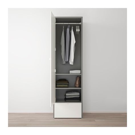 IKEA VISTHUS wardrobe Easy to assemble. Accent Closet, Tiny House Closet Ideas, Tall Wardrobe, Tiny House Closet, Free Standing Wardrobe, Ikea Malm Dresser, Single Wardrobe, Hostel Room, Open Wardrobe