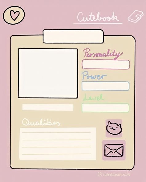 Oc Card, Binder Decoration, Slam Book, Png Images For Editing, All About Me Worksheet, About Me Template, Life Planner Organization, Character Sheet Template, Cute Journals