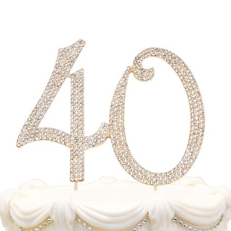 PRICES MAY VARY. This cake topper is elegant accessories for your birthday party cake decoration, lovely birthday cake toppers matches your birthday party theme perfectly. PERFECT KEEPSAKE - Save the rhinestone cake topper as a memento of the special day! PREMIUM QUALITY - Unlike most cake toppers, ours has a quality gold metal alloy backing. Also, the monogram numbers are attached for greater durability. egosopp If you are not satisfied with the products received-100% money-back guarantee.   *I 40 Birthday Cake, 40th Party Decorations, 40th Birthday Cake Topper, Rhinestone Cake Topper, 40th Cake, 40 Birthday, 40 & Fabulous, 40 And Fabulous, 40th Birthday Cakes