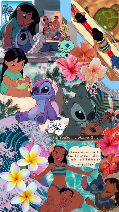 #liloandstitch Cute Aesthetic Wallpaper Stitch, Lilo And Stitch Collage, Preppy Stitch Wallpaper Ipad, Summer Stitch Wallpaper, Ipad Wallpaper Stitch, Stitch Wallpaper Ipad, Ipad Wallpaper Disney, Lilo And Stitch Wallpaper, Lilo And Stitch Characters