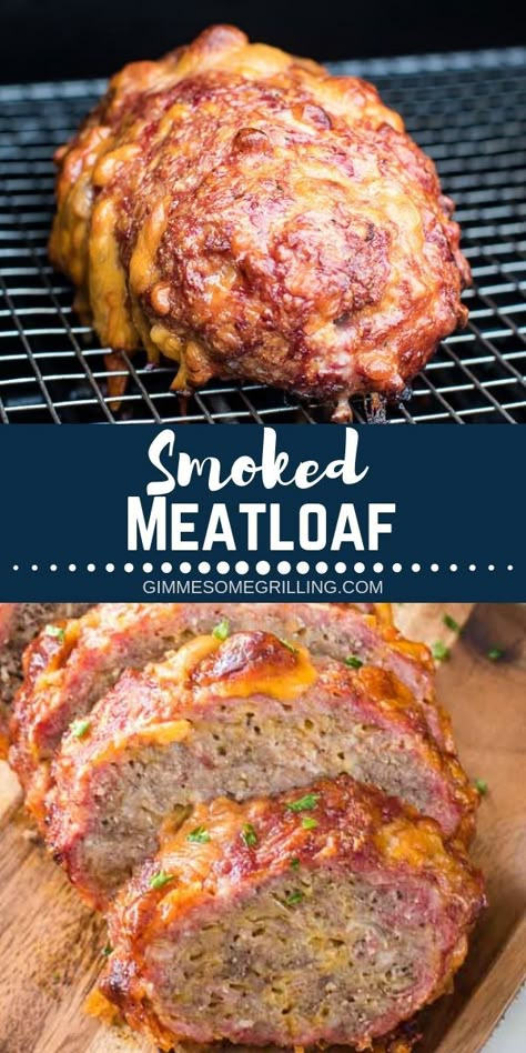 Have you tried a Meatloaf on your smoker yet? This Traeger Meatloaf has amazing flavor and is so easy you can make it to entertain or for dinner! It even has cheese in it! It's a fun way to make a traditional meatloaf to give it a new flavor twist. #meatloaf #smoked Traeger Meatloaf, Meatloaf Smoked, Smoker Cooking Recipes, Smoked Meatloaf Recipe, Smoker Grill Recipes, Grilling Fish, Pellet Smoker Recipes, Smoked Meatloaf, Traditional Meatloaf