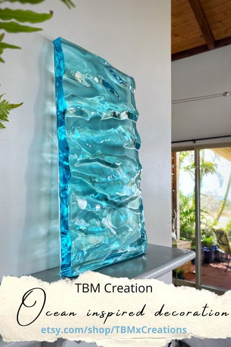 Resin Wave Sculpture, Ocean Glass Art, Resin Water Sculpture, Resin Pouring Art, Resin Water Art, Water Resin Art, Resin Tiles, Resin Water, Water Sculpture