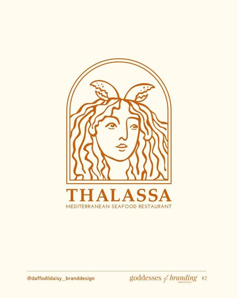 Thalassa Goddess, Goddess Logo, Greek Font, Boho Branding, Goddess Names, Cosmetic Logo, Coffee Illustration, Brand Refresh, Coffee Logo