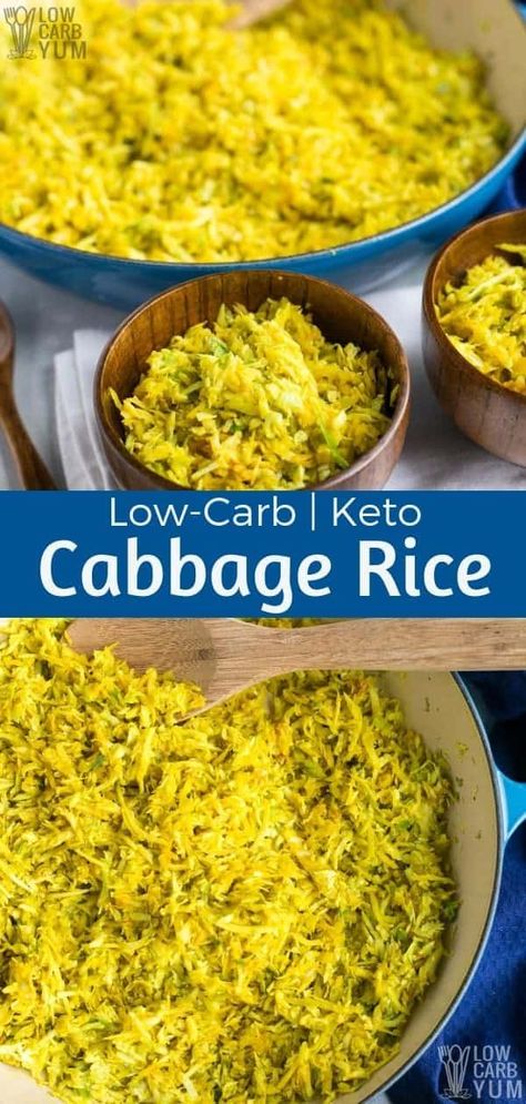 Cabbage Rice with Indian Spices for a Keto Side Dish Cabbage Rice Recipes, Turmeric Cabbage, Low Carb Indian Recipes, Low Carb Indian Food, Keto Indian Recipes, Keto Cabbage, Meatless Meals Healthy, Keto Side Dish, Carb Side Dishes