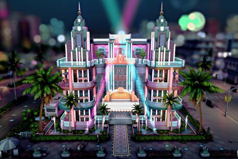 🍸 The Lumen Lounge Luxury Club, Club Scene, Pastel Interior, Rich And Famous, Sims 4 Build, Sims House, The Peak, Mini House, The Building