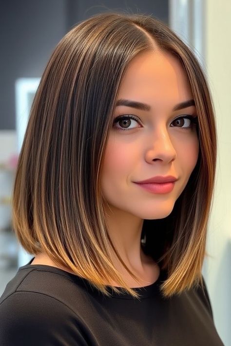 Haircut Low Maintenance, Wavy Lob Haircut, Long Hair Cuts Straight, A Line Haircut, Long Bob With Bangs, Stacked Haircuts, Wedding Color Palettes, Straight Hair Cuts, Medium Layered Haircuts