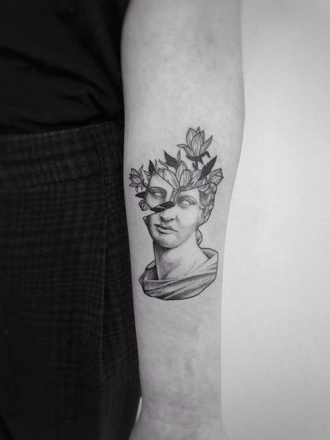 Sculpture Tattoo, Statue Tattoo, Greek Mythology Tattoos, Mythology Tattoos, Greek Tattoos, Modern Tattoos, Aesthetic Tattoo, A Unicorn, Mini Tattoos