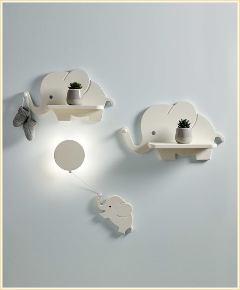 Baby Nursery Ideas - Amazon.com, one of the world's largest retailer. Visit today to search what you are looking for. Elephant Baby Rooms, Elephant Night Light, Shaped Shelves, Elephant Themed Nursery, Baby Elephant Nursery, Elephant Room, Nursery Room Design, Baby Room Inspiration, Baby Boy Room Nursery