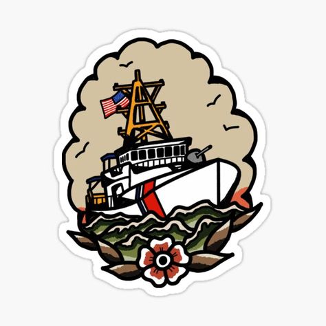 Coast Guard Tattoo, Coast Gaurd, Ship Tattoo, Traditional Tattoo Flash, Traditional Tattoos, Tattoo Flash, Coast Guard, Flash Tattoo, Traditional Tattoo