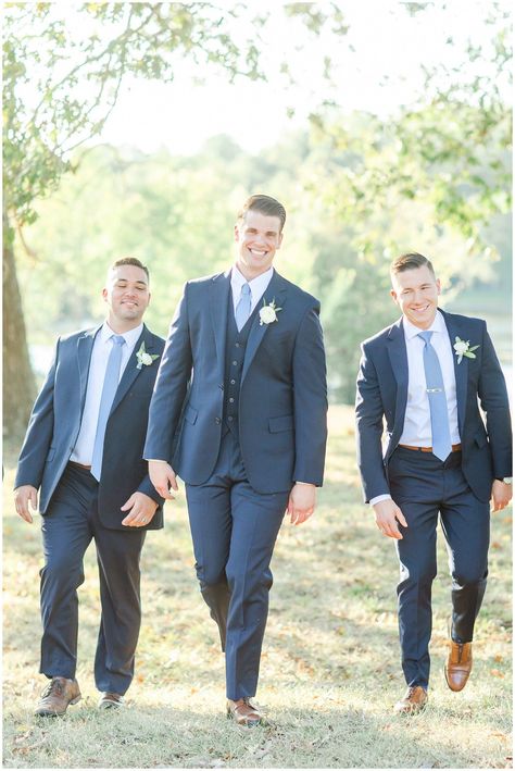 Black Suit Dusty Blue Tie, Navy Suit Blue Tie, Groomsmen Attire Suspenders, Dusty Blue Tie, Groomsmen In Navy, Navy Groomsmen Suits, Blue Groomsmen Suits, Navy Groomsmen, Blue Groomsmen