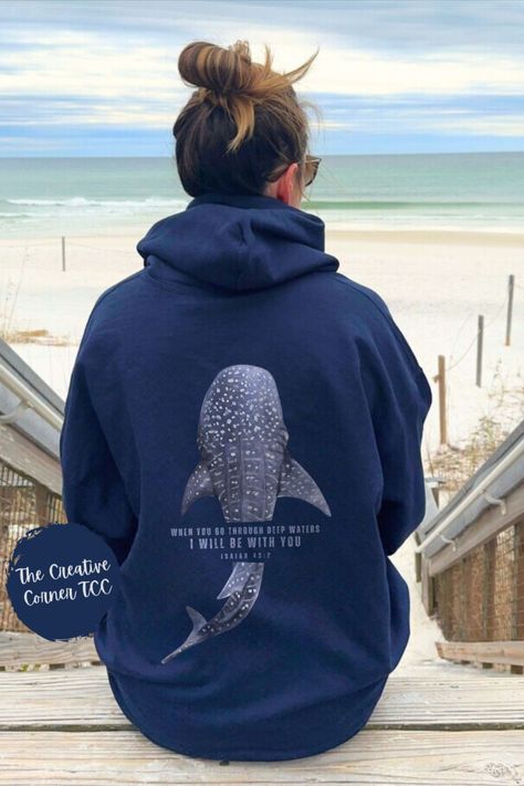 Deep Water Animals, Christian Hoodie Design, Beach House Closet, Shark Merch, Jesus Hoodies, Church Merch, Hoodie Merch, Christian Sweatshirts, Christian Sweaters