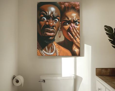 EbonicEmbrace - Etsy Coed Bathroom Decor, Large Black Artwork, Stinky Bathroom Art, African Inspired Decor Bedroom, Black Bathroom Art, African Inspired Bathroom, Art In The Bathroom, Black Art Gallery Wall, Afrocentric Art Inspiration