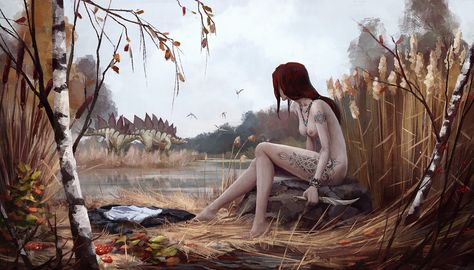 ArtStation - Mesozoic bathing, William Gozak Drawing Girls, Sci Fi Character Design, Atlantis The Lost Empire, Drawing Female Body, Female Artwork, Fantasy Stuff, Art Folder, Anime Shadow, Inspiring Art