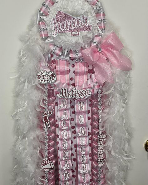 This weeks hoco mums ✨💓 #homecomingmums #pinkhomecomingmum #seniormum #senior2024 #megahomecomingmums #texasshapehomecomingmums Heart Mum Backer, Homecoming Mum Neck Strap, Diamond Back Braid Mum, Triple Homecoming Mum Backer, Homecoming Mum Name Chain, Texas Homecoming Mums, Homecoming Mums, Homecoming, Cheerleading