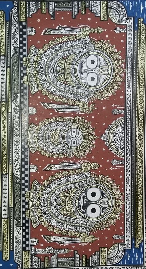 Pattachitra handmade painting Puri Jagannath Drawing, Patachitra Paintings Design, Puri Jagannath Painting, Jagannath Mandala Art, Jagannath Pattachitra, Patachitra Paintings, Pattachitra Art, Jay Jagannath, Kerala Mural Painting