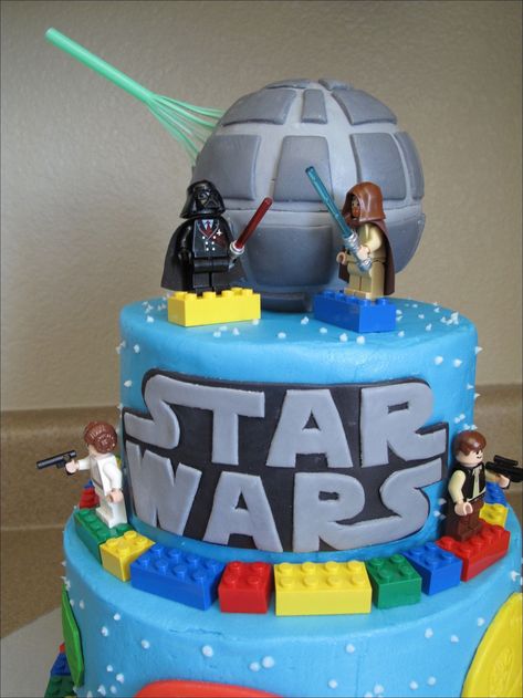 Star Wars Cake Decorations, Lego Star Wars Cake, Lego Star Wars Birthday Party, Meghan Patrick, Lego Star Wars Birthday, Star Wars Themed Birthday Party, Lego Star Wars Party, Star Wars Cake Toppers, Star Wars Birthday Cake