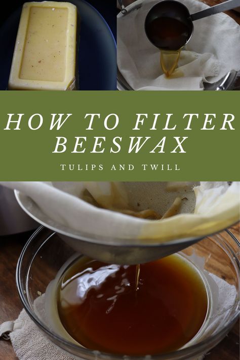 Filtering beeswax from your local beekeeper is essential before using it in your DIY projects. Clean filtered beeswax is necessary for everything from diy herbal salves, beeswax candlemaking, furniture polish, wood butter, beeswax ornaments, homemade lip balms, and so much more. This method is SO EASY it's the only way I do it... Beeswax Uses, Bee Hive Stand, Beeswax Diy, Beeswax Recipes, Honey Bees Keeping, Medicine Logo, How To Render, Bee Farm, How Do You Clean