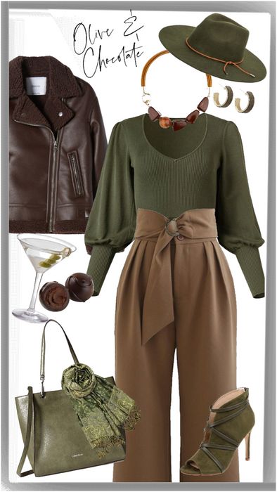 olive & chocolate Outfit | ShopLook Olive Work Outfit, Olive Green Purse Outfit, Olive And Brown Outfit, Olive Green And Brown Outfit, Green Purse Outfit, Chocolate Outfit, Wine Aunt, Olive Green Outfit, Brown Png