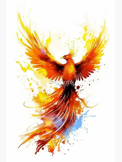 "Flaming phoenix in watercolor style" Poster by Skynotik | Redbubble Phoenix Watercolor, Spiritual Art Painting, Indian Feather Tattoos, Flying Tattoo, Phoenix Art, Flame Art, Abstract Painting Techniques, Phoenix Tattoo, Graphic Novel Art