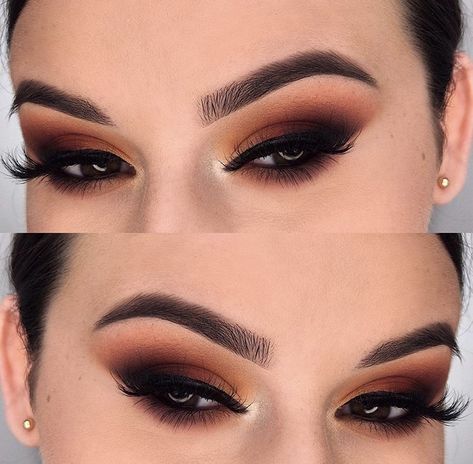 Brown Eye Fall Makeup, Rust Brown Eye Makeup, Autumn Smokey Eye, Cute Fall Makeup Looks Brown Eyes, Fall Makeup Looks Hazel Eyes, Fall Makeup Eyeshadow, Copper Eye Makeup Blue Eyes, Autumnal Bridal Makeup, Fall Makeup Ideas Blue Eyes